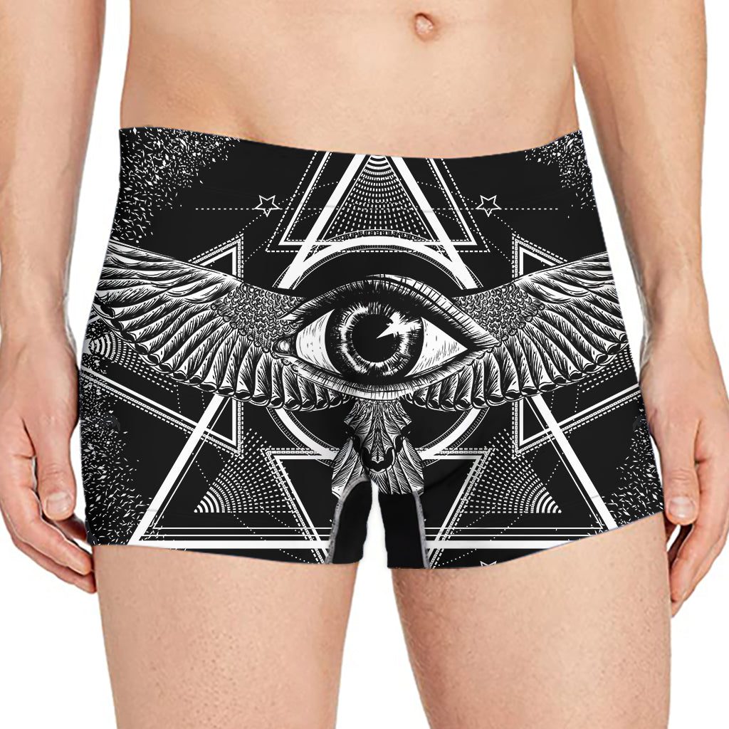 Black And White All Seeing Eye Print Men's Boxer Briefs