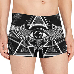 Black And White All Seeing Eye Print Men's Boxer Briefs