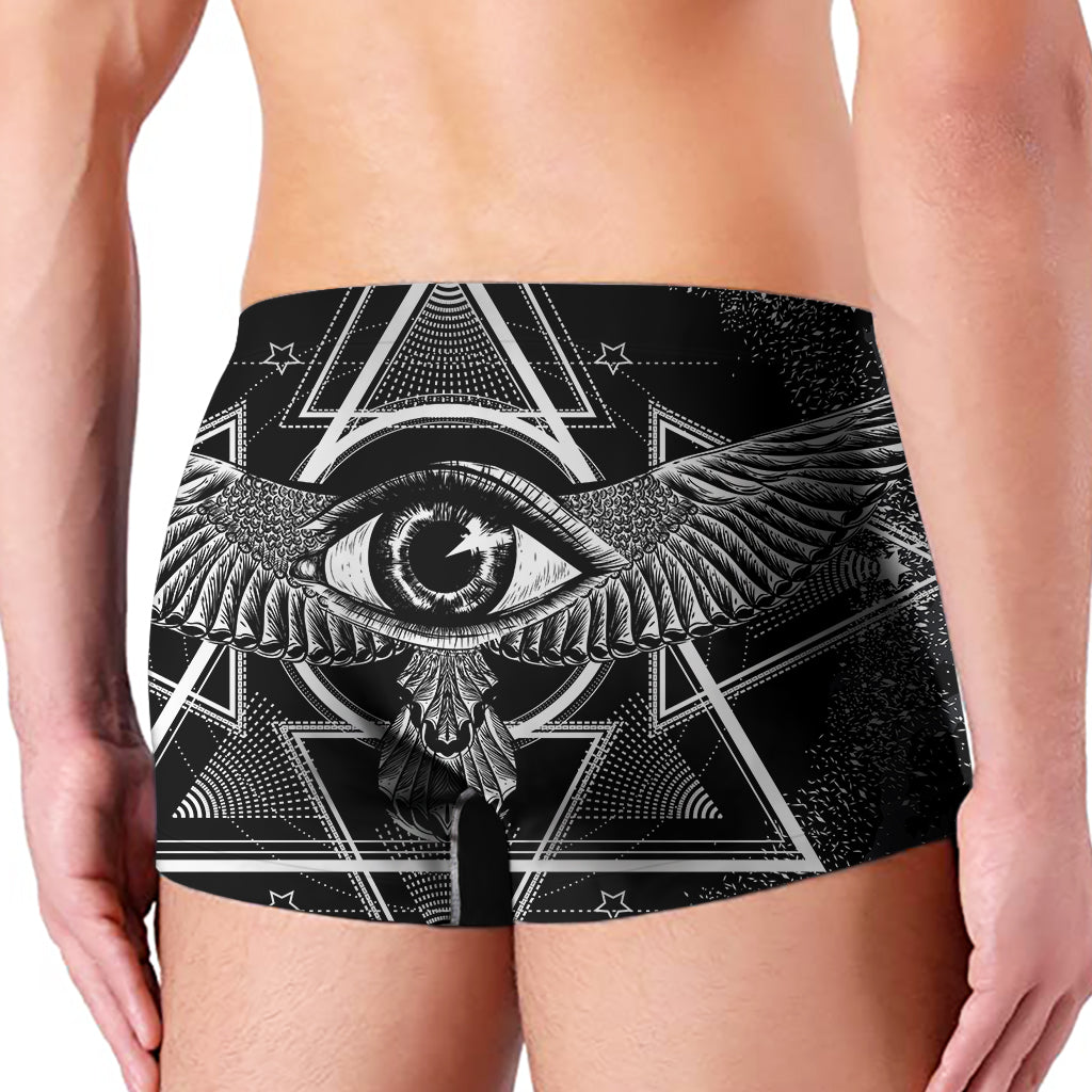 Black And White All Seeing Eye Print Men's Boxer Briefs