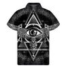 Black And White All Seeing Eye Print Men's Short Sleeve Shirt