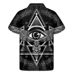 Black And White All Seeing Eye Print Men's Short Sleeve Shirt