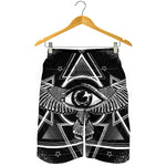 Black And White All Seeing Eye Print Men's Shorts