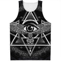 Black And White All Seeing Eye Print Men's Tank Top