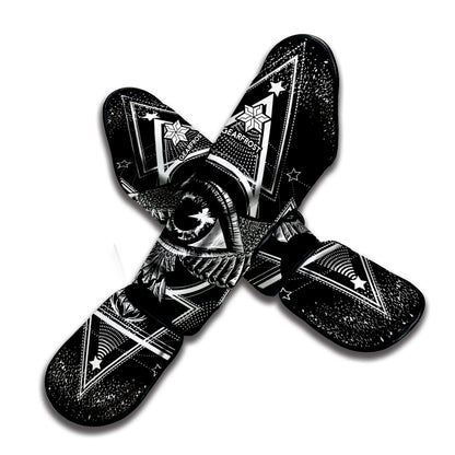 Black And White All Seeing Eye Print Muay Thai Shin Guard