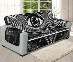 Black And White All Seeing Eye Print Oversized Sofa Protector