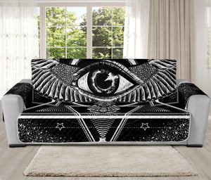 Black And White All Seeing Eye Print Oversized Sofa Protector