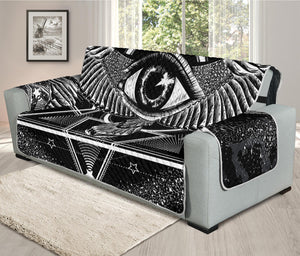 Black And White All Seeing Eye Print Oversized Sofa Protector