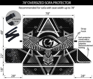 Black And White All Seeing Eye Print Oversized Sofa Protector