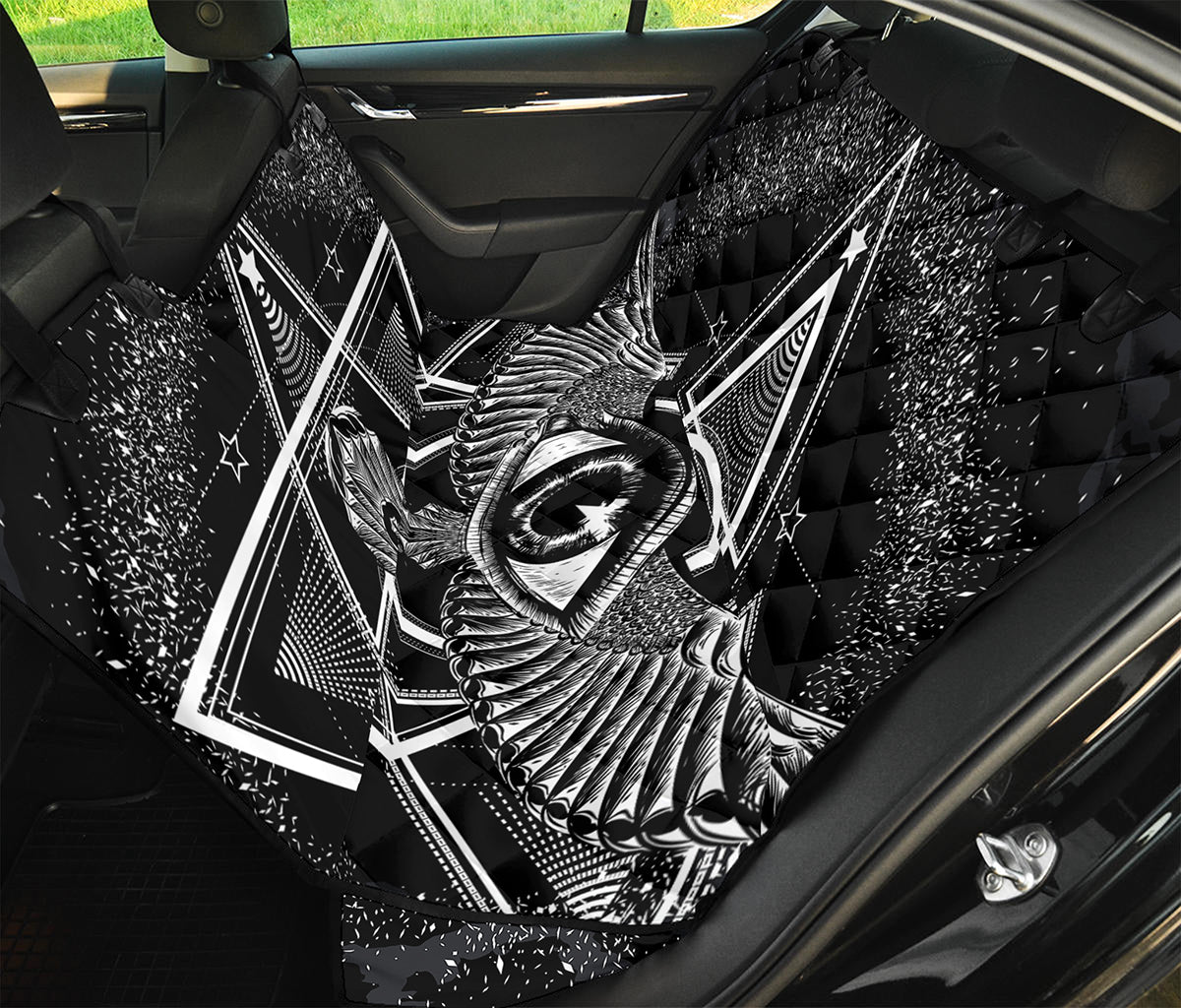 Black And White All Seeing Eye Print Pet Car Back Seat Cover