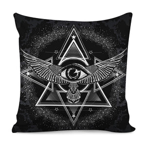 Black And White All Seeing Eye Print Pillow Cover