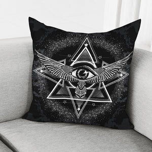 Black And White All Seeing Eye Print Pillow Cover