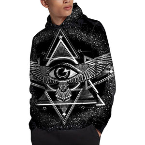 Black And White All Seeing Eye Print Pullover Hoodie