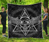 Black And White All Seeing Eye Print Quilt