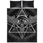 Black And White All Seeing Eye Print Quilt Bed Set