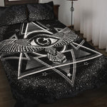 Black And White All Seeing Eye Print Quilt Bed Set