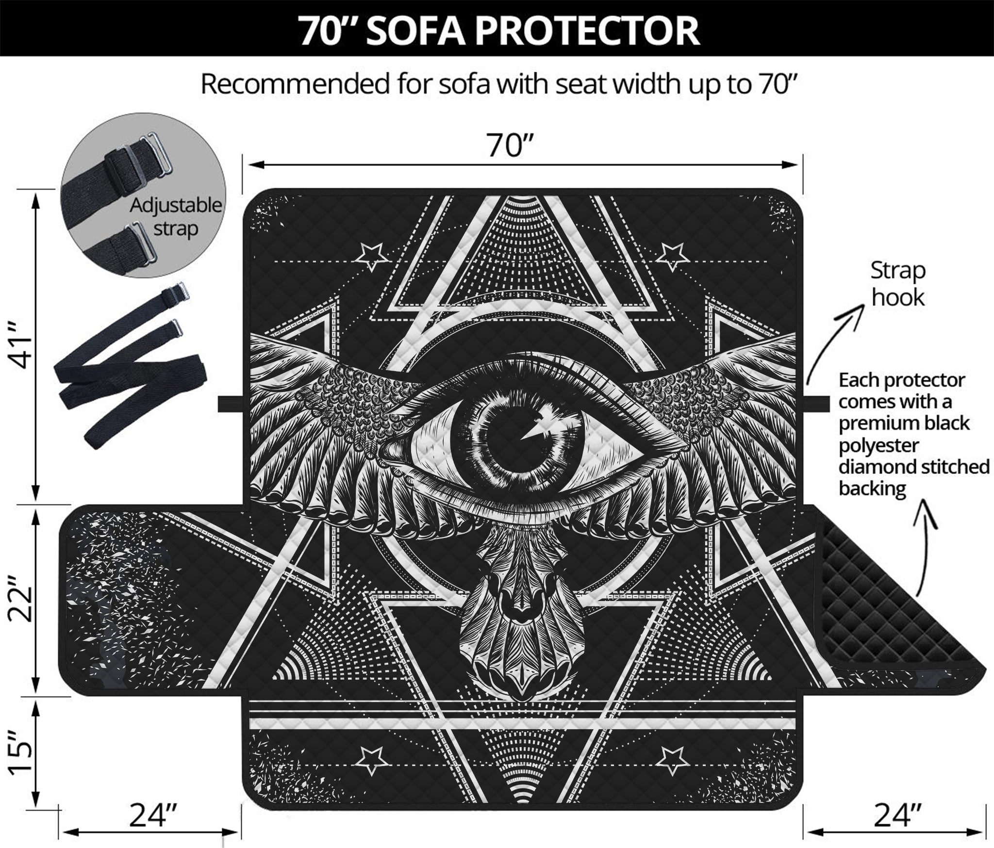 Black And White All Seeing Eye Print Sofa Protector