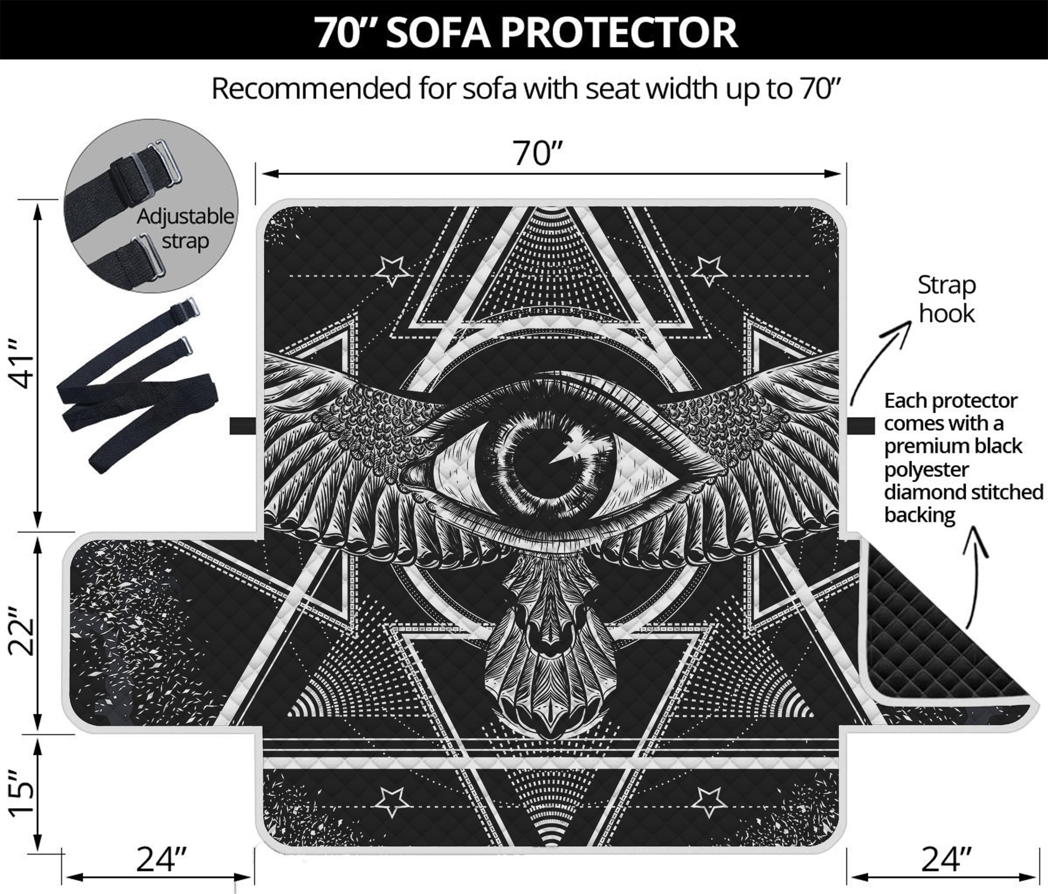 Black And White All Seeing Eye Print Sofa Protector