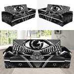 Black And White All Seeing Eye Print Sofa Slipcover