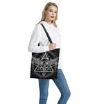 Black And White All Seeing Eye Print Tote Bag