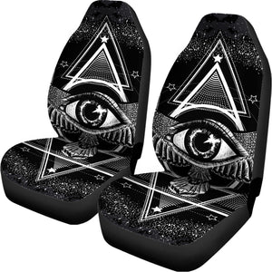 Black And White All Seeing Eye Print Universal Fit Car Seat Covers