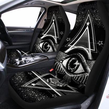 Black And White All Seeing Eye Print Universal Fit Car Seat Covers