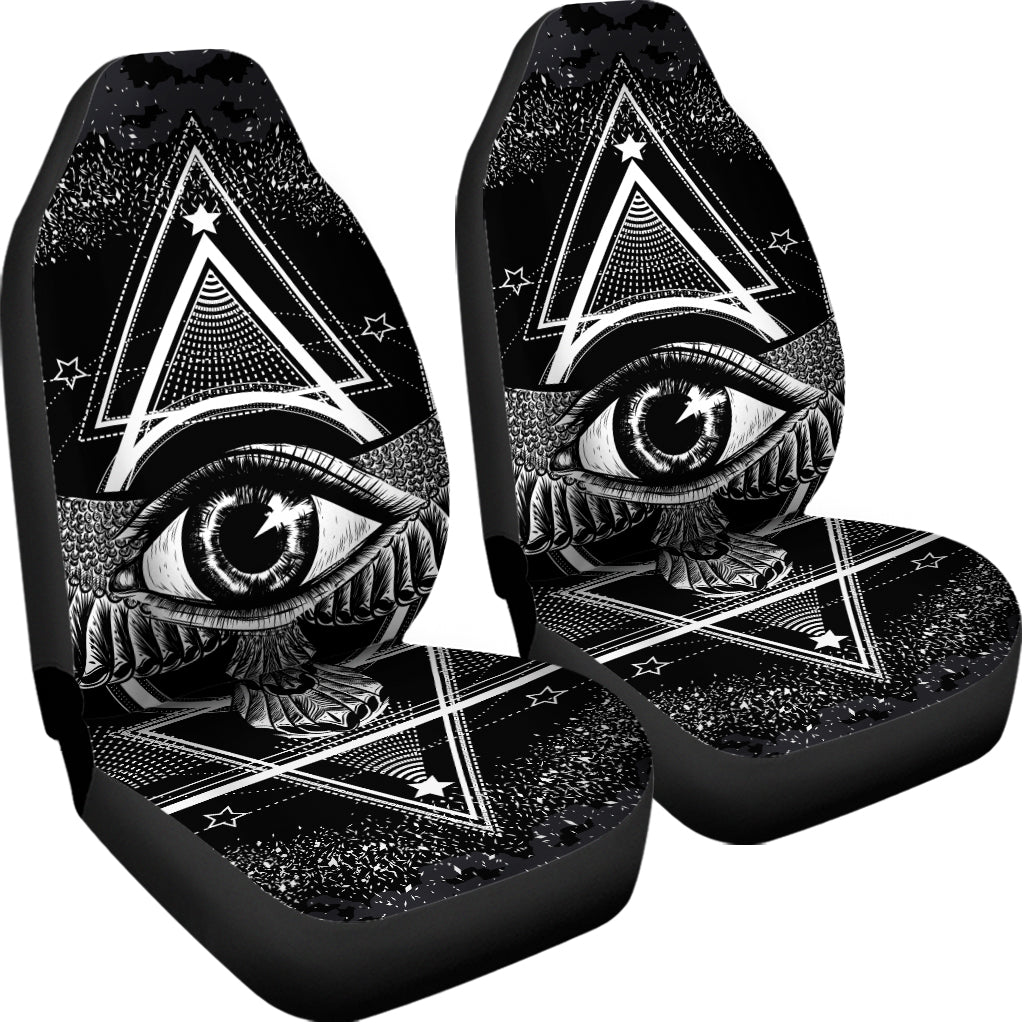 Black And White All Seeing Eye Print Universal Fit Car Seat Covers