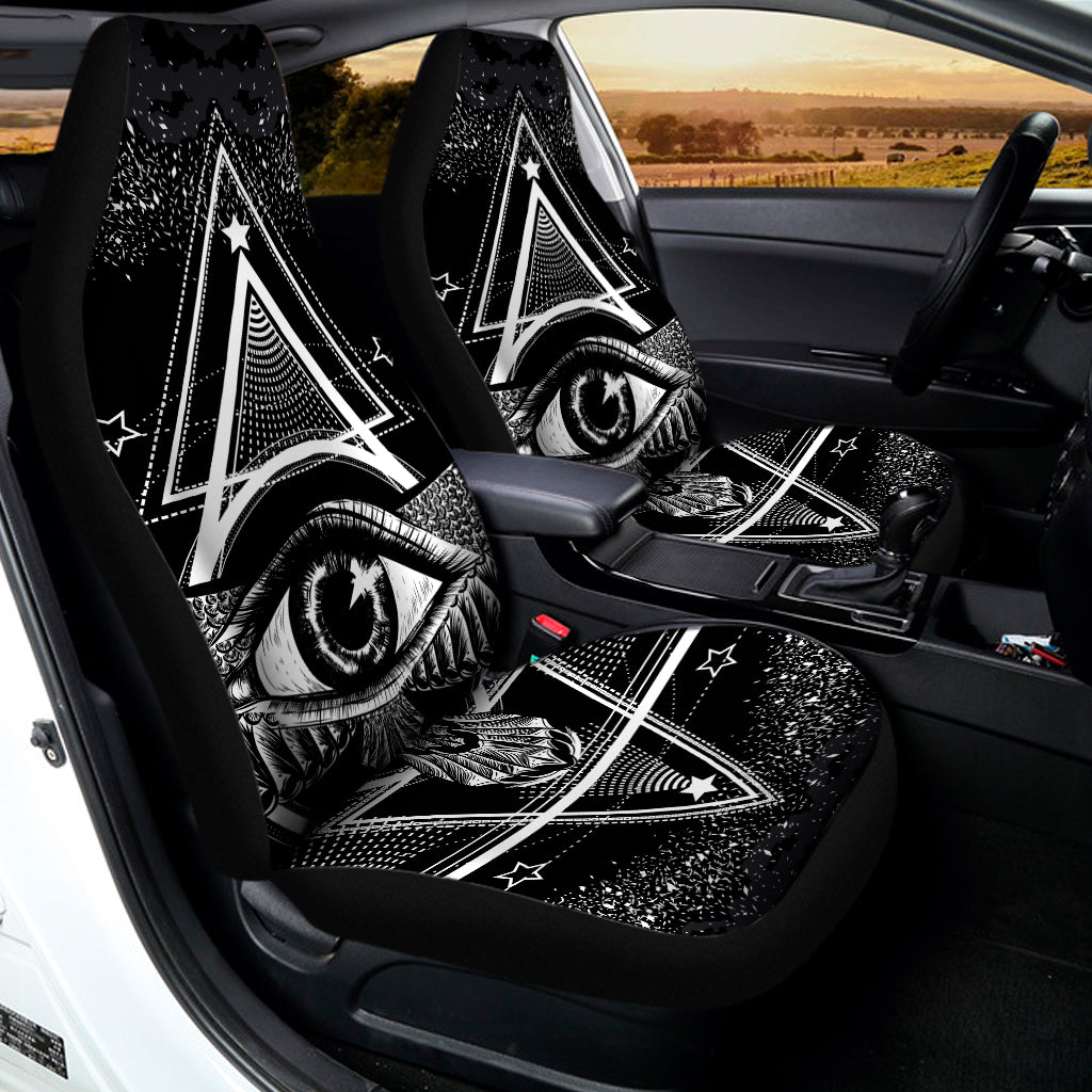 Black And White All Seeing Eye Print Universal Fit Car Seat Covers