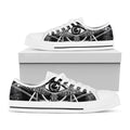 Black And White All Seeing Eye Print White Low Top Sneakers