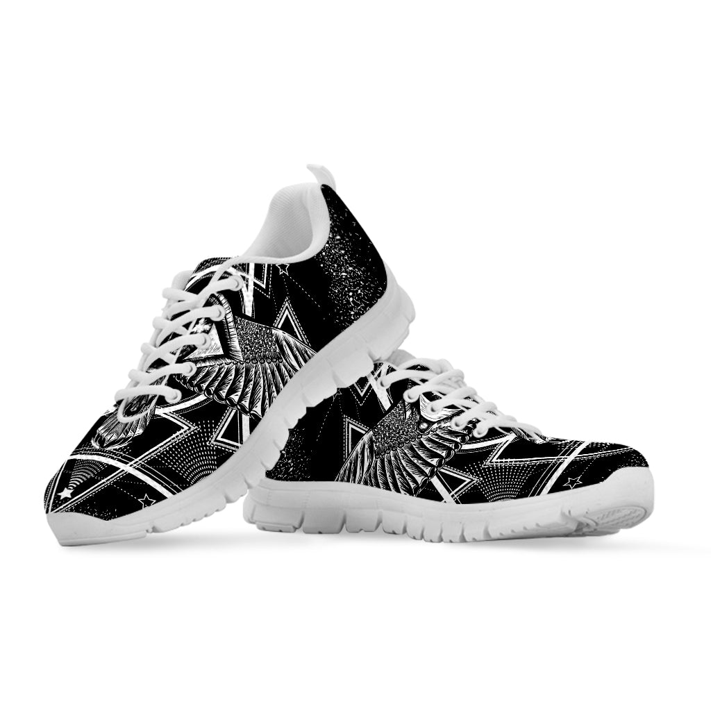 Black And White All Seeing Eye Print White Sneakers