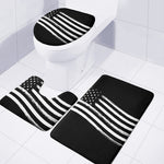 Black And White American Flag Print 3 Piece Bath Mat Set