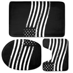 Black And White American Flag Print 3 Piece Bath Mat Set