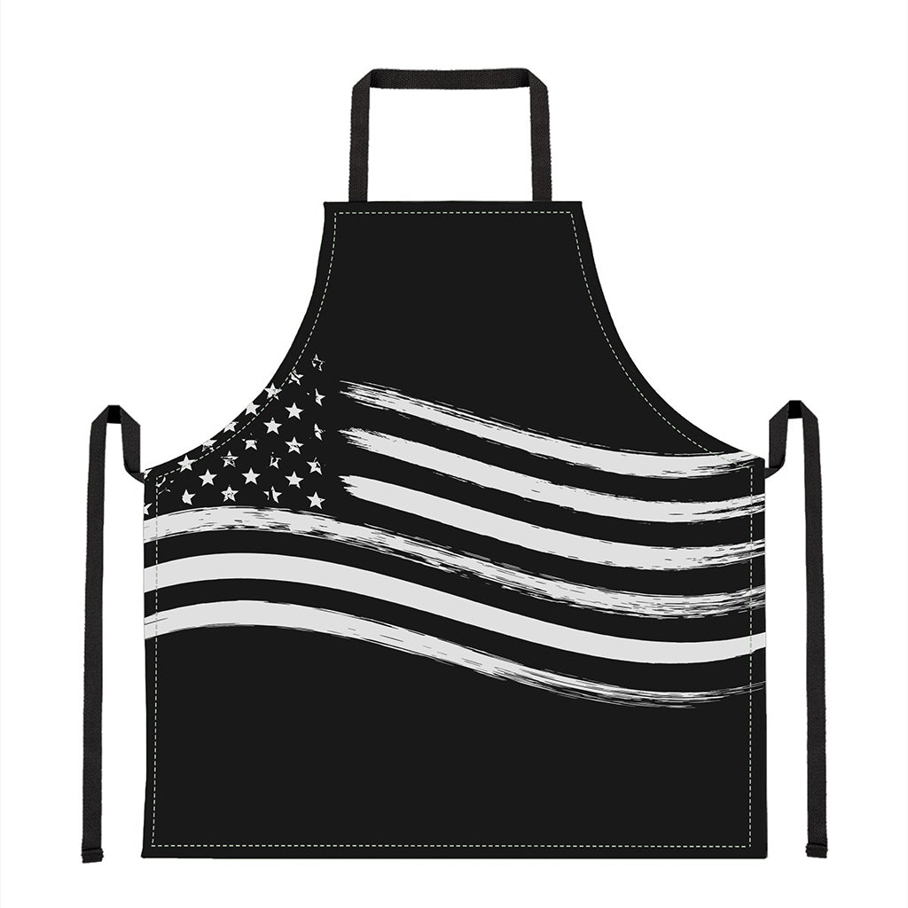 Black And White American Flag Print Apron