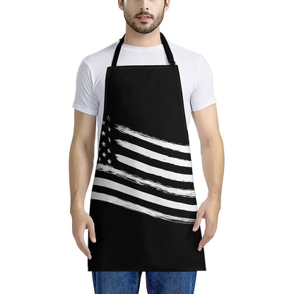 Black And White American Flag Print Apron