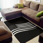 Black And White American Flag Print Area Rug