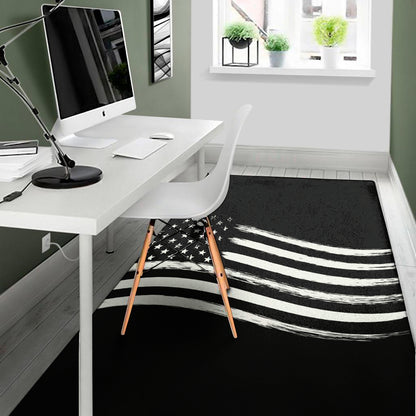 Black And White American Flag Print Area Rug