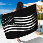 Black And White American Flag Print Beach Sarong Wrap