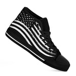 Black And White American Flag Print Black High Top Shoes