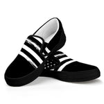 Black And White American Flag Print Black Slip On Shoes