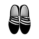 Black And White American Flag Print Black Slip On Shoes
