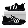 Black And White American Flag Print Black Running Shoes
