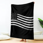 Black And White American Flag Print Blanket