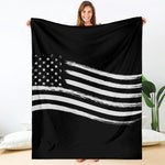Black And White American Flag Print Blanket