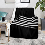 Black And White American Flag Print Blanket