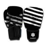 Black And White American Flag Print Boxing Gloves