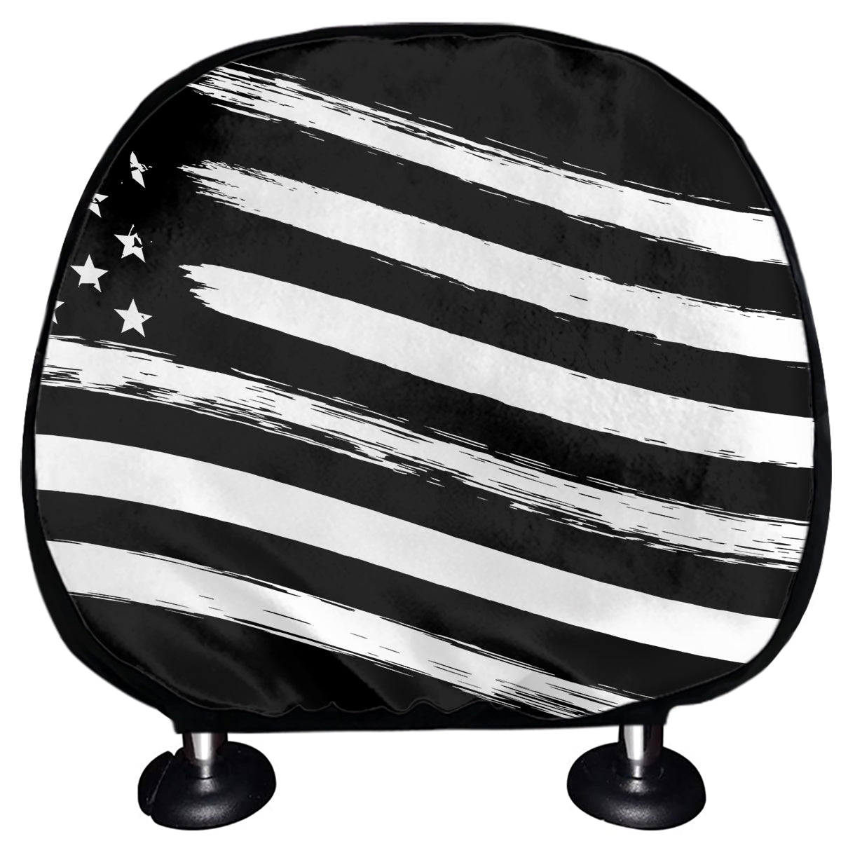 Black And White American Flag Print Car Headrest Covers