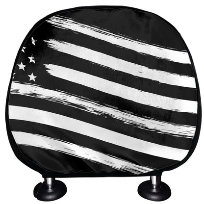 Black And White American Flag Print Car Headrest Covers