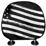 Black And White American Flag Print Car Headrest Covers