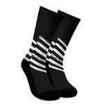 Black And White American Flag Print Crew Socks