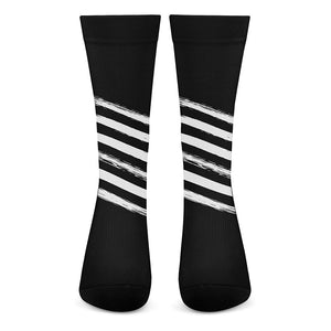 Black And White American Flag Print Crew Socks