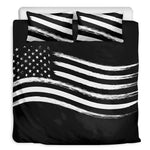 Black And White American Flag Print Duvet Cover Bedding Set